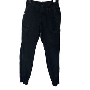 FIVE STAR GENERAL Cargo Jogger Mid Rise Elastic Waist Pants Womens S Black